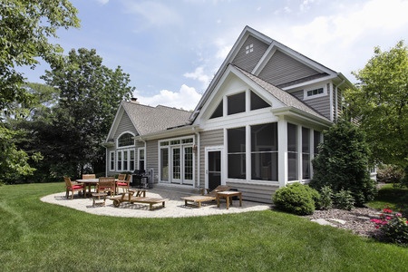 Home with backyard patio