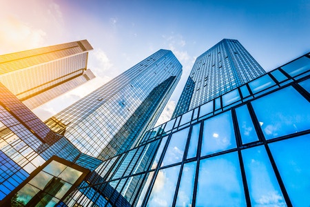 Skyscrapers reflecting sunlight