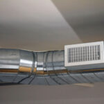 Air conditioning and heating dispatching ventilation system on the ceiling of an industrial office in the United States of America
