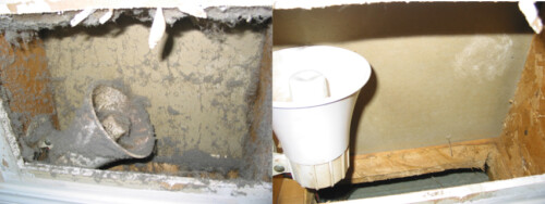 Air duct with speaker before and after cleaning
